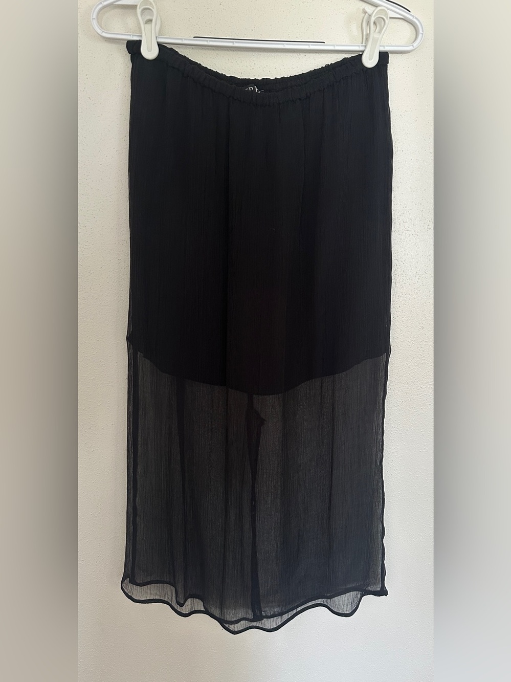 J.Crew Black Sheer Chiffon Midi Skirt Size XS Like New